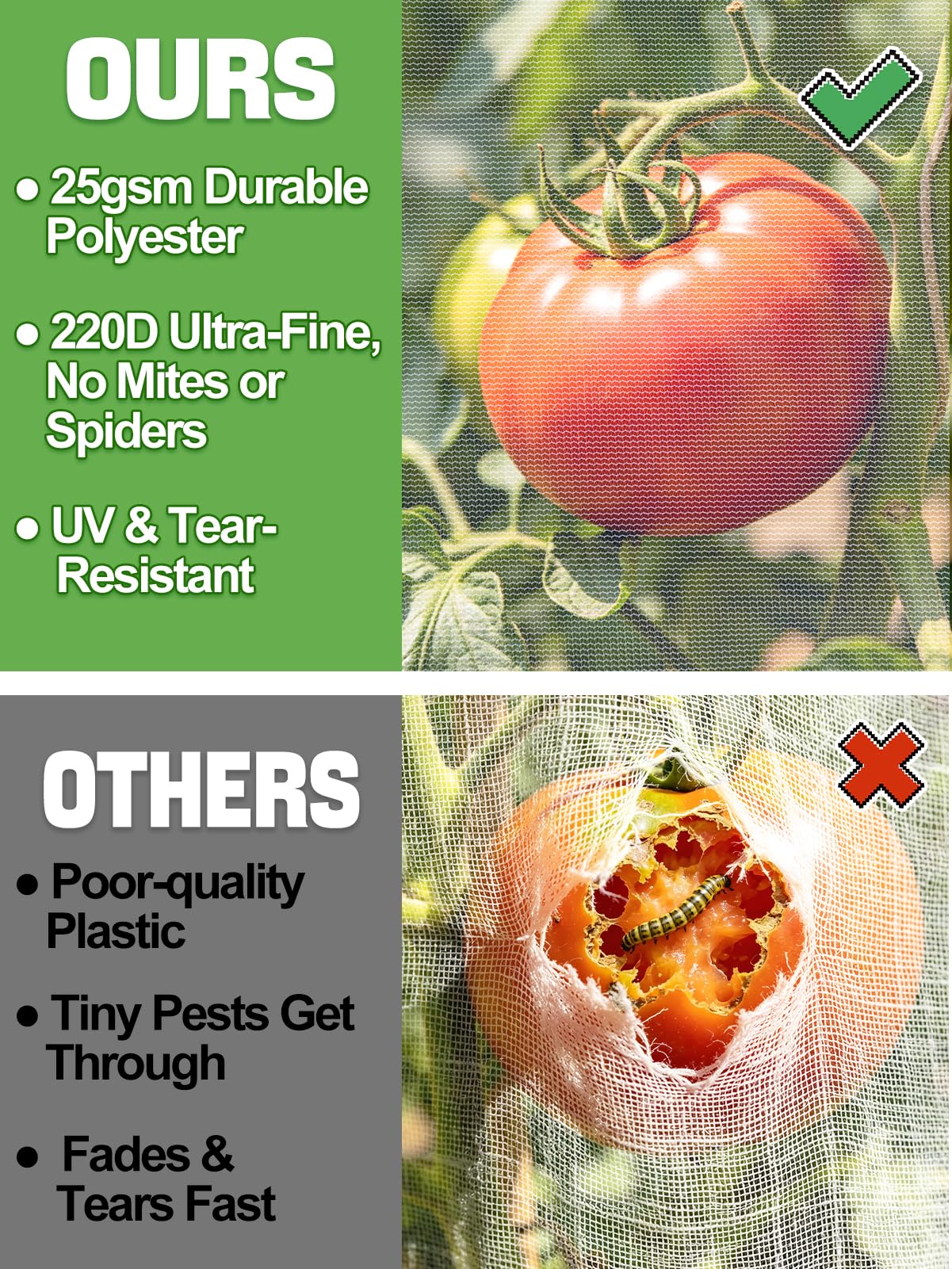 6pcs 2.6ft x 3.3ft Insect Bird Netting for Garden - Ultra-Fine Blueberry Bush Netting Cover with Drawstring for Garden Protection Flower Tomato, Plant Protectors from Animals