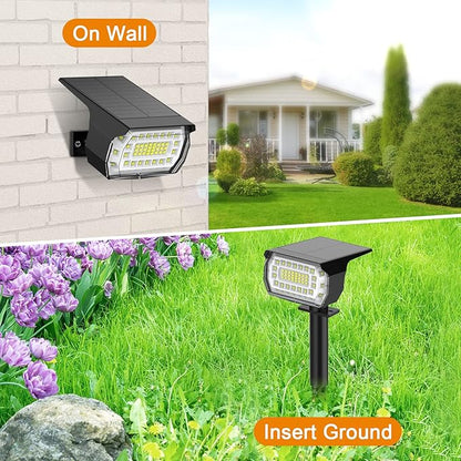 LANSOW Solar Spot Lights Outdoor, [2 Pack/57 LED] 2-in-1 Solar Landscape Spotlights, 3 Modes IP65 Waterproof Dusk to Dawn Solar Powered Flood Wall Lights for Outside Yard Garden Path(Cool White)