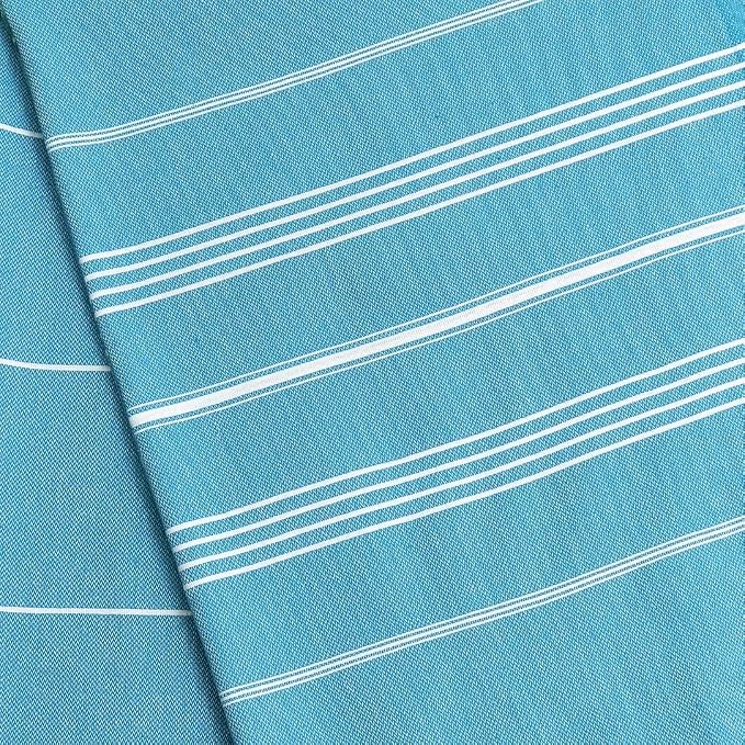 Bersuse Towels Anatolia XL Beach Blanket Throw Blanket Turkish Towel 100% Cotton Extra-Large Quick-Dry Lightweight Premium Peshtemal Towel - 61x82 Inches, Sea Blue