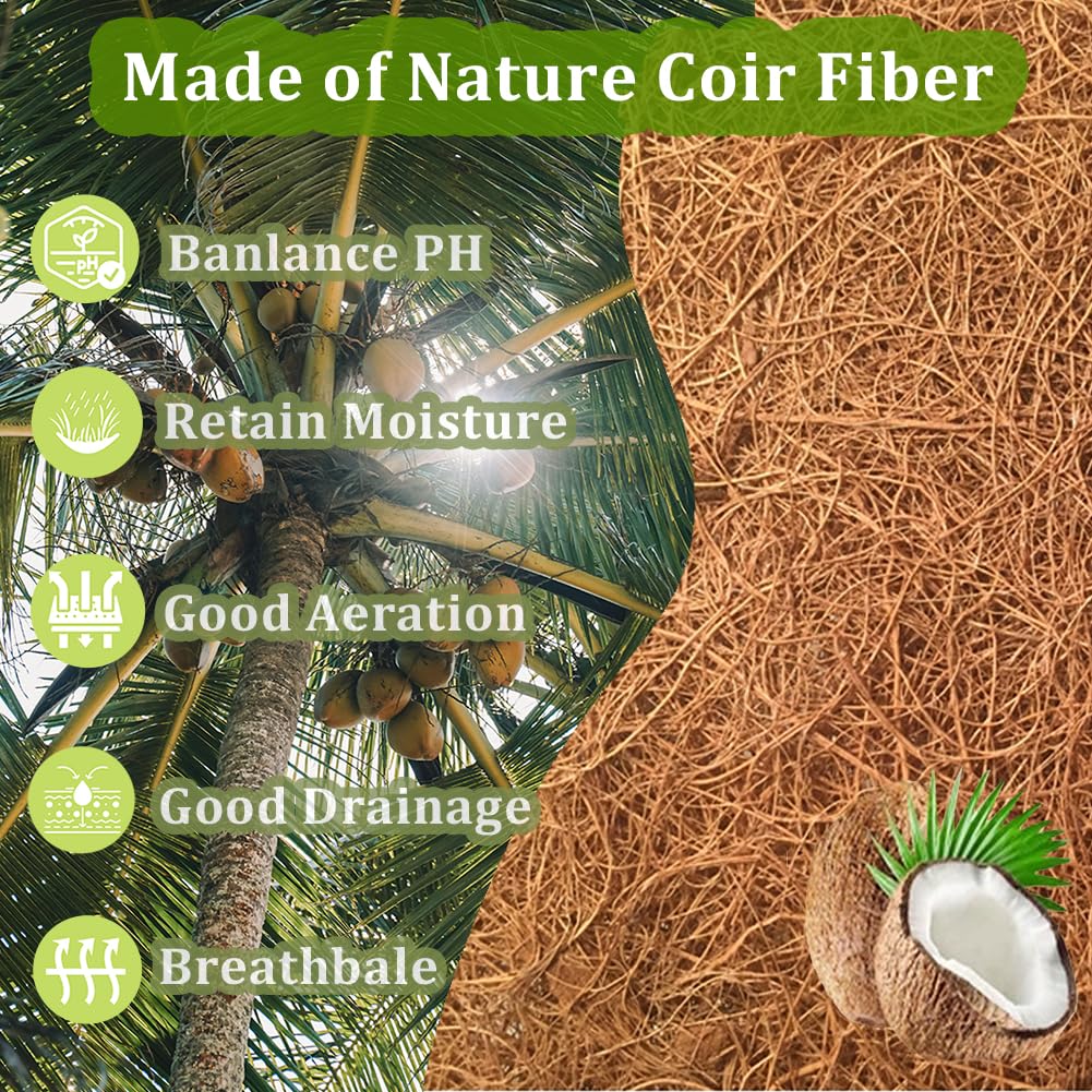 Rimonasure 2 Pack Round Coco Liners for Hanging Basket Replacement Coconut Fiber Liner for Garden Decoration Flower Pot (16 inch)
