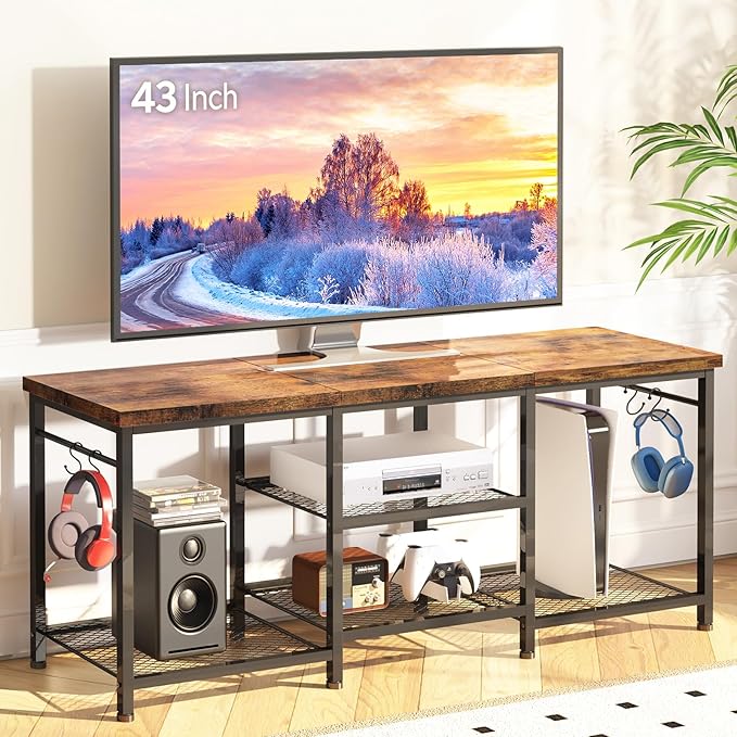 YGEOMER TV Stand for TVs Up to 55 Inch, Entertainment Center for Living Room