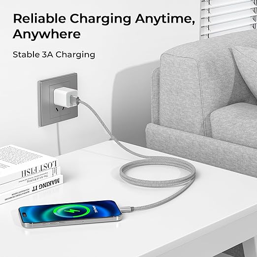 Basesailor USB Type C Charger Cable 1FT 2Pack,Car Charging Cord for New iPhone 17 Air 16 Pro Max Plus,Samsung Galaxy S10 S10E 10E S20 FE S25 S24 S23 Plus Ultra,A51 A52 A53 A54 A55,Google Pixel 8 7 XL