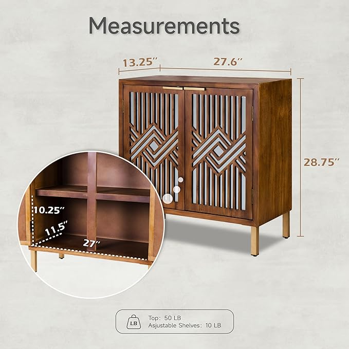 COZAYH 2 Door Accent Cabinet, Wood Sideboard Storage Furniture