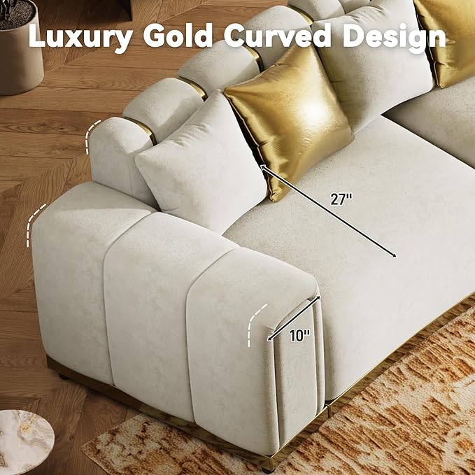 145" Oversized Velvet Chesterfield Sectional Couches