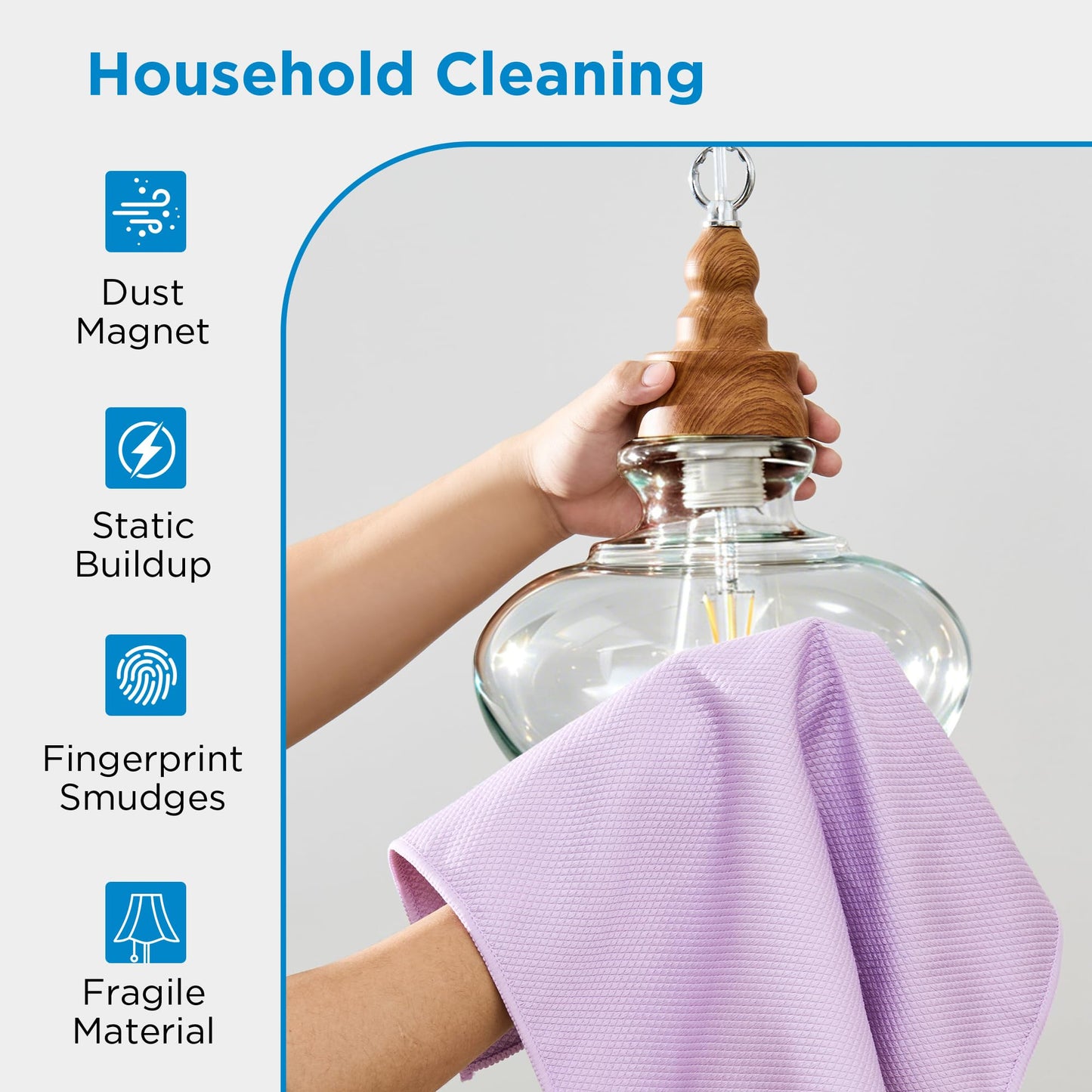 Tekswip Microfiber Glass Cleaning Cloth 6 Pack, 15.5x15.5 Inch Magic Cleaning Rags, Lint Free Streak Free Reusable Towels for Windows, Mirrors, Cars, Screens, Kitchen and Stainless Steel Surface
