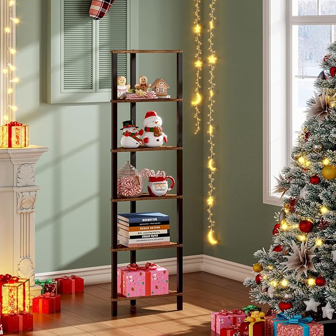 TUTOTAK Corner Shelf, 6-Tier Corner Bookshelf