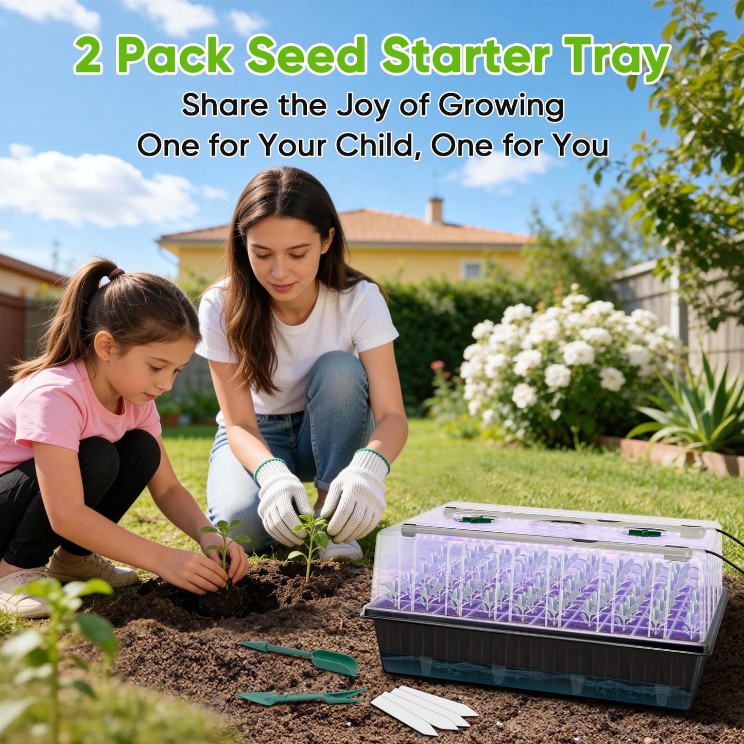 BlumWay 120-Cell Self-Watering Seed Starter Tray with Grow Light, 1-24H Timer, Seed Starter Kit with 4.02" Humidity Dome, Seedling Tray for Indoor Plant Starter, Plant Germination Trays-Black