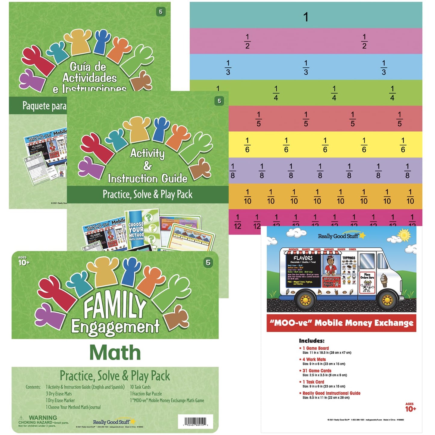 Really Good Stuff Fifth Grade Family Engagement Math Practice, Solve & Play Kit - Math Kit for Fifth Grade Students, Ages 9-11
