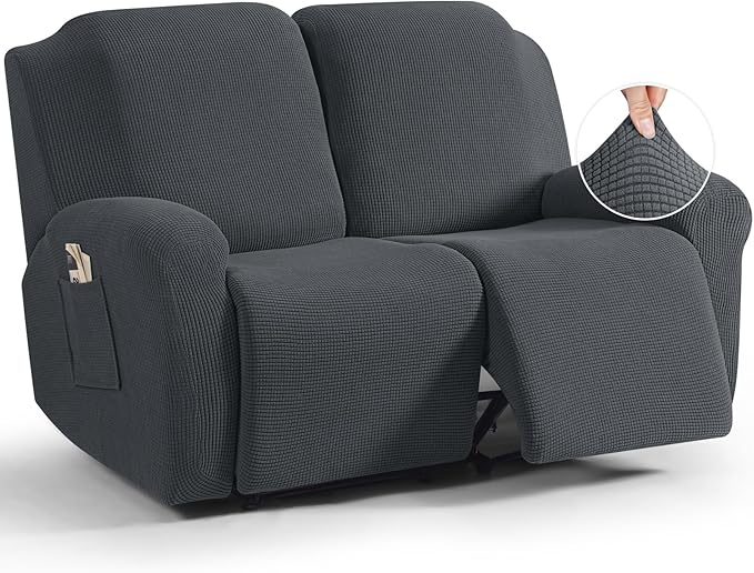 TAOCOCO Recliner Loveseat Slipcover, 6 Pieces Dual Recliner Sofa Covers