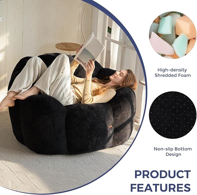 MAXYOYO Bean Bag Chair for Adults, Floral Shaped Bean Bag Sofa, Ultra Soft Faux