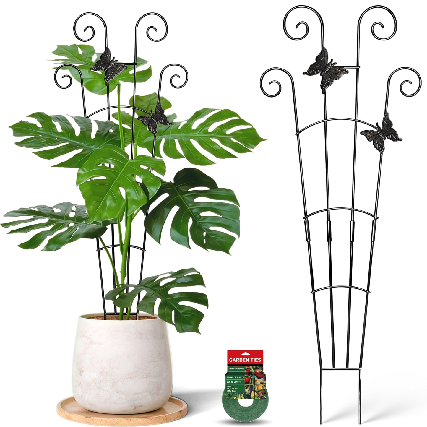 COOMIN 30'' Monstera Plant Support Outdoor, Metal Expandable Plant Supports for Indoor Plants, Garden Monstera Trellis for Climbing Plants Indoor, 2pcs