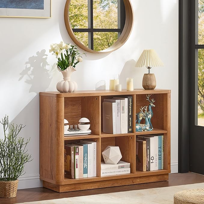 Joaxswe 6 Cube Storage Book Shelf, Floor Standing 2-Tier Wooden Bookshelf