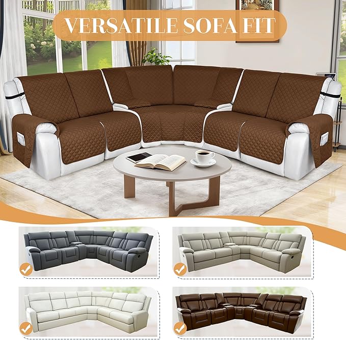 HDCAXKJ 100% Waterproof Reclining Sectional Couch Covers L Shape Recliner Sofa