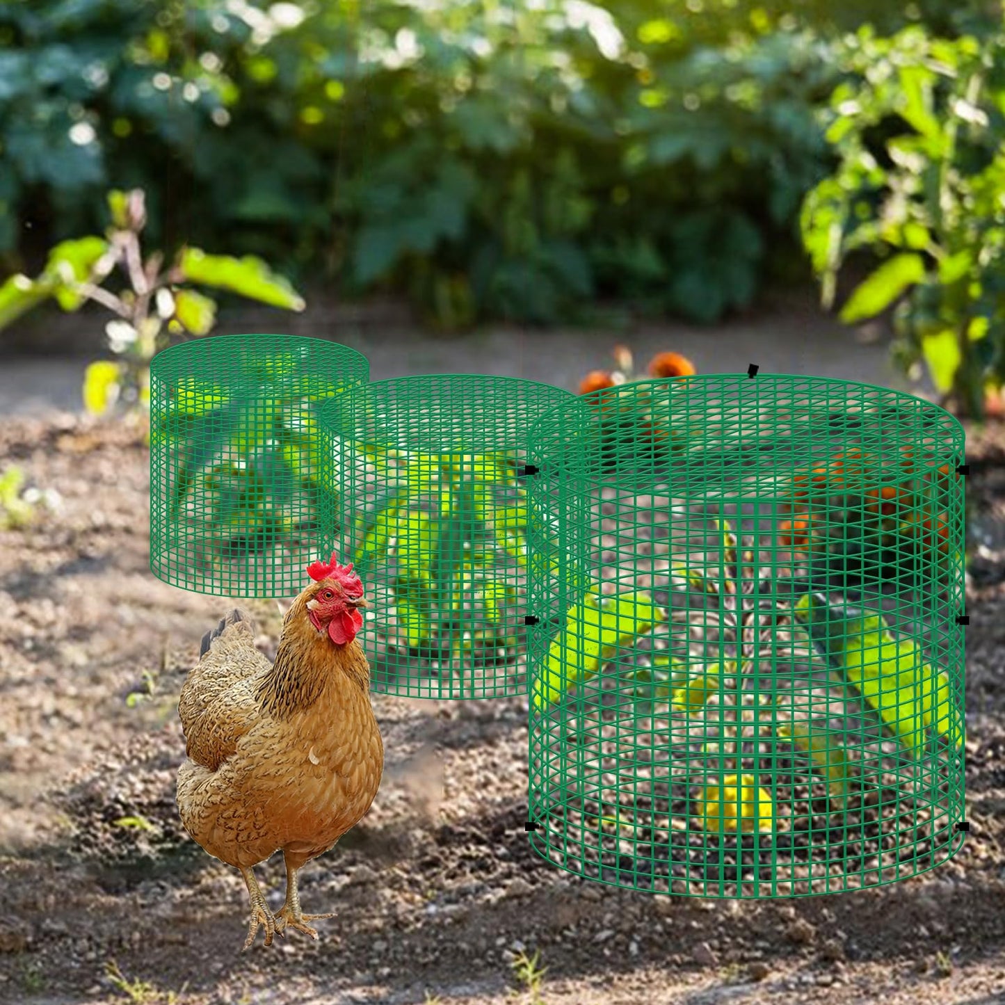 succulentlovers 6 Packs 13"x 16" Wire Plant Protector from Animals, Plant Protector Cages with Detachable Covers & Zip Ties & Stakes, Chicken Wire Plant Covers for Flower and Vegetables Protection