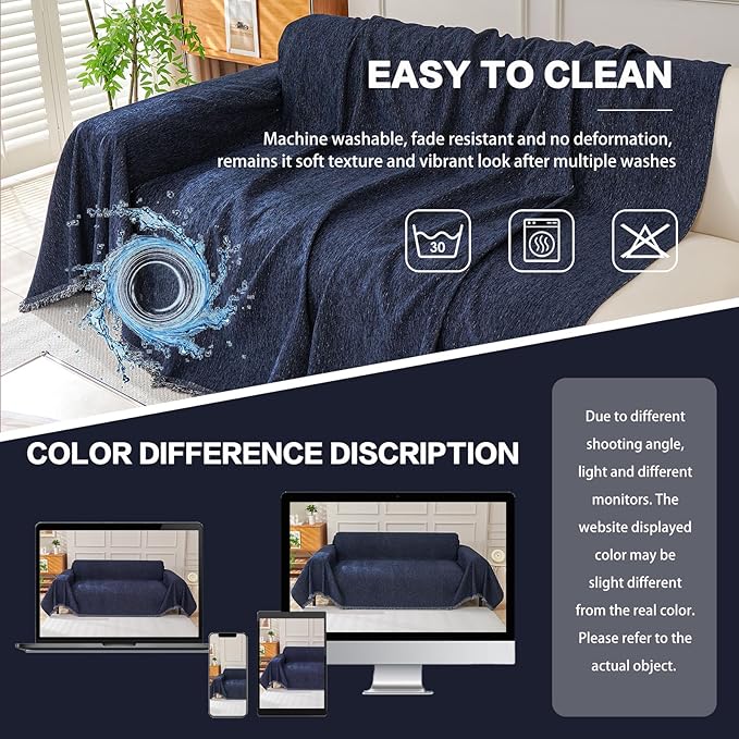 DREAMINGO Sofa Covers Washable Thick Chenille Couch Cover