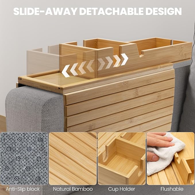 Bamboo Sofa Armrest Tray