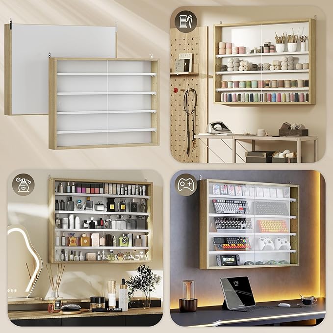 HOMCOM 5-Tier Display Cabinet, Glass Door Cabinet