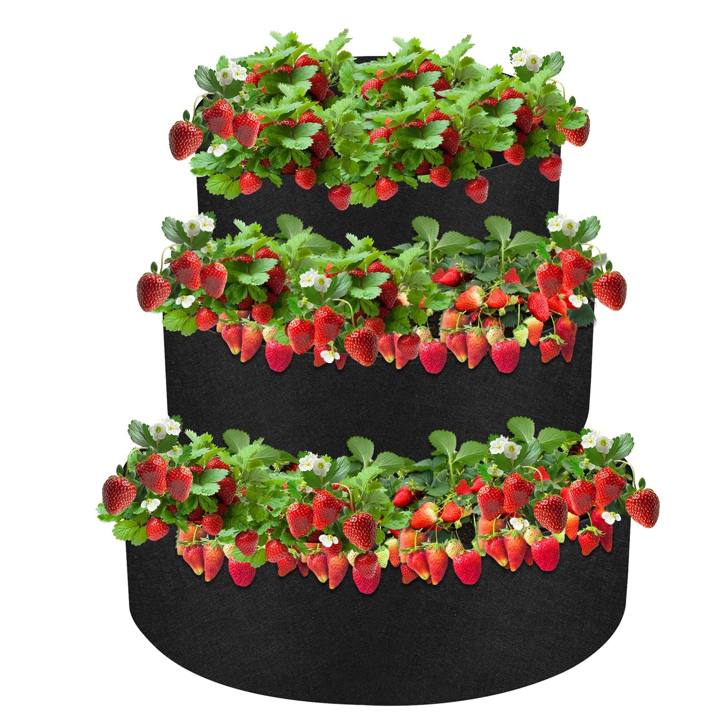 Sibosen 3 Tiered Fabric Strawberry Planter Strawberry Pyramid Planter for Outdoor Growing Vegetables Herb Plant（48 36 24 Inch ）