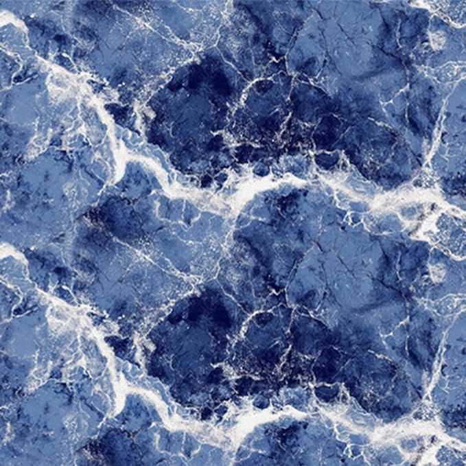 HOMETITUTE Blue Marble Wallpaper Peel and Stick Ocean Wave Pattern 118.1x17.7