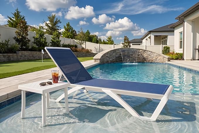 PURPLE LEAF Patio Chaise Lounge Chair Set Outside Aluminum Plastic Stackable