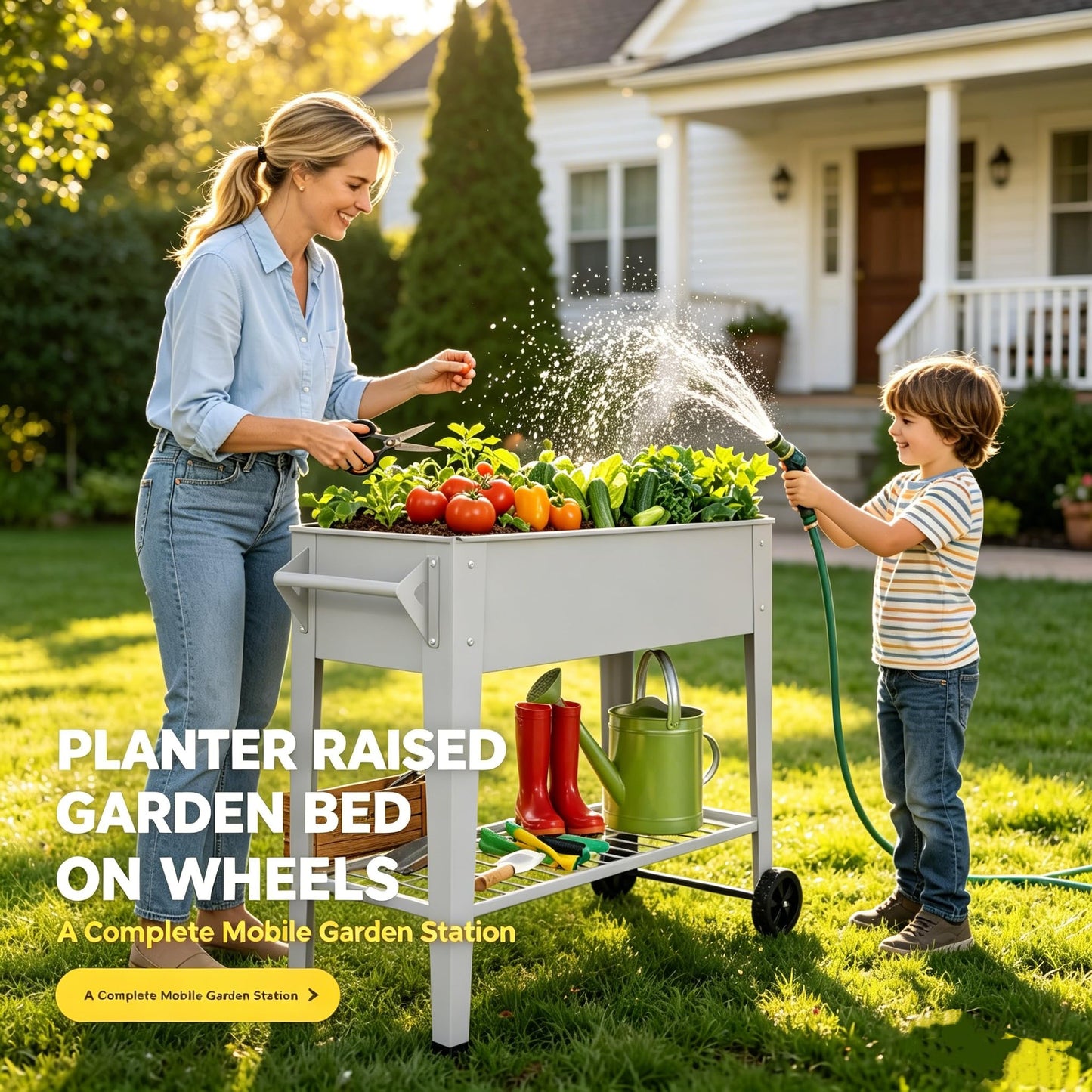 LEETOLLA 𝐑𝐚𝐢𝐬𝐞𝐝 𝐆𝐚𝐫𝐝𝐞𝐧 𝐁𝐞𝐝 𝐎𝐮𝐭𝐝𝐨𝐨𝐫 Elevate Herb Garden Planter Box Outdoor Raised Planter Box with Legs On Wheels for Vegetables Flower Tomato Patio Backyard