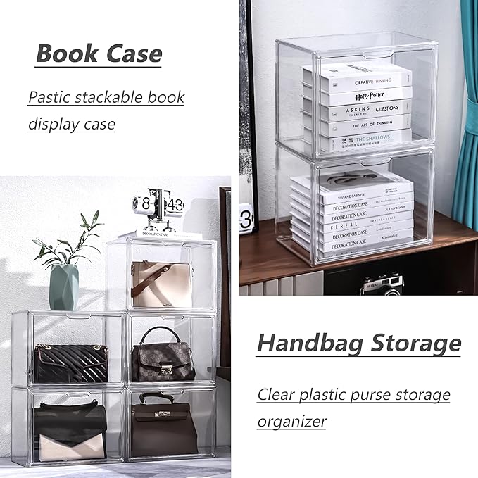 Clear Acrylic Display Case, Stackable Plastic Storage Bins