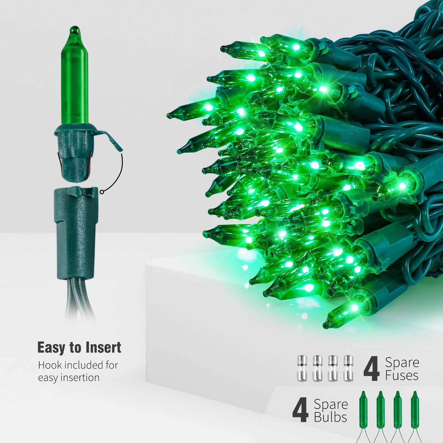Hopolon St. Patrick's Day Mini String Lights, 2PACK 50Count 13Feet Incandescent Bulb Waterproof Green Fairy Lights Plug in for Indoor Outdoor Halloween Party Patio Christmas Decor,Green