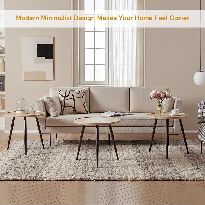 VECELO Modern Side Table, Round Small End Table, Exclusively Designed