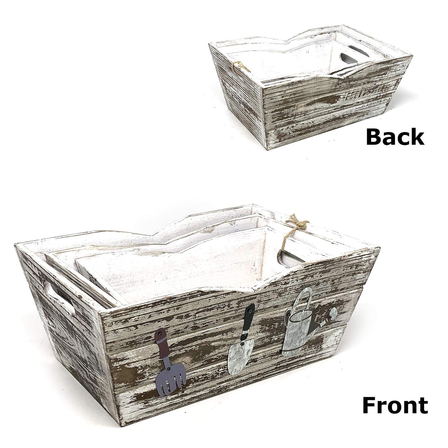 allgala HD88341 3-PC set Wooden Boxes Planter Trough for flower pots - Indoor Outdoor decoration Storage Display Boxes (Style 4)