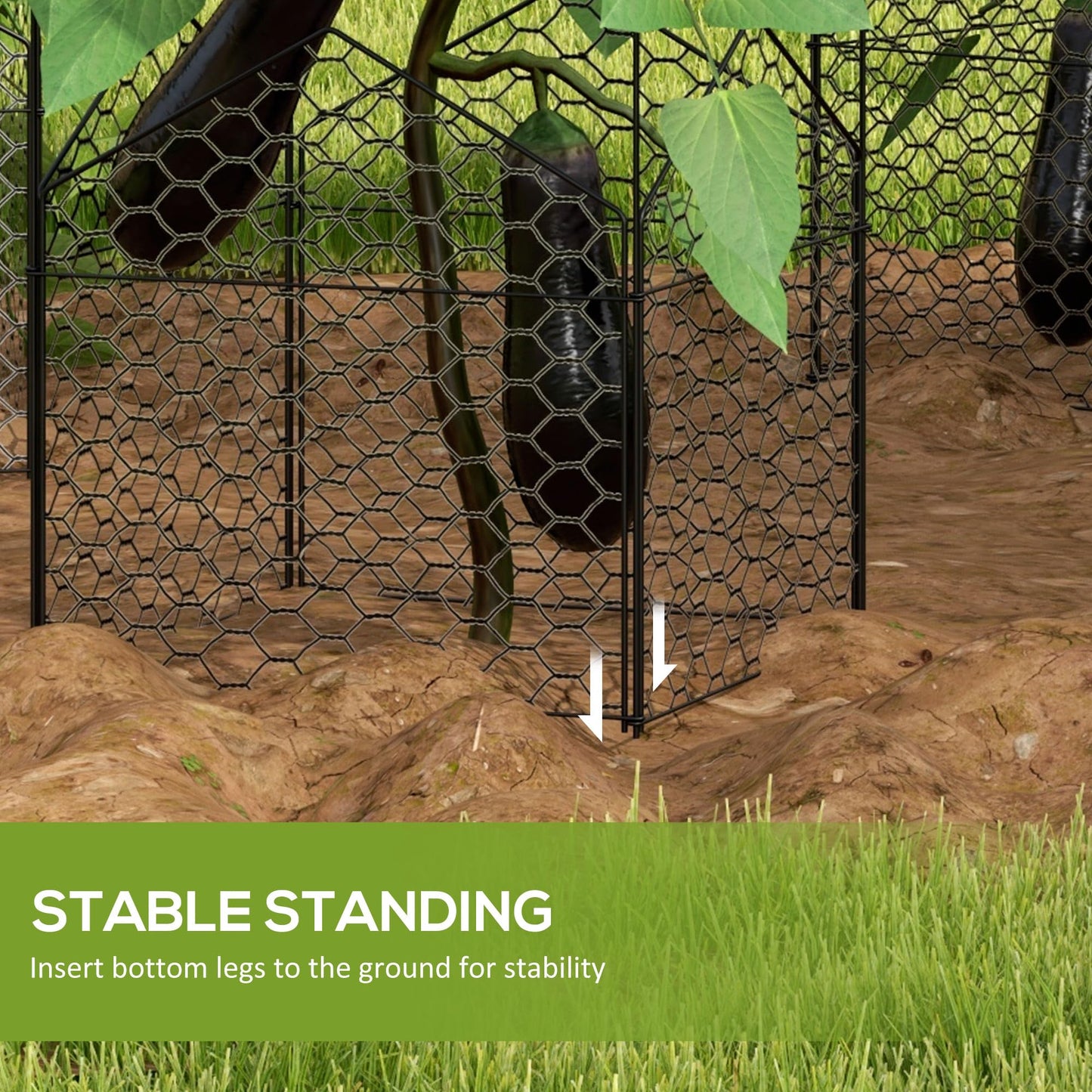 Garden Chicken Wire Cloche, 12" x 14" Plant Protectors from Animals, 4 Pack Metal Crop Cages to Keep Animals Out, Black