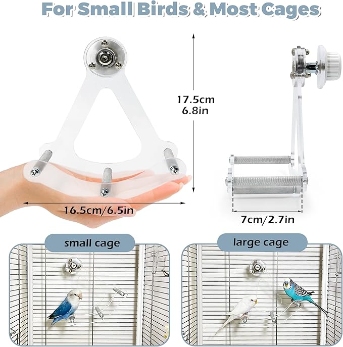 Bite-Resistant Acrylic Rocking Bird Nail Trimming Perch Stand Easy to Clean, Interactive Bird Toys for Parakeets for Cage, Budgie Puzzle Toys for Parrots, Small Birds Enrichment Toy for Lovebird