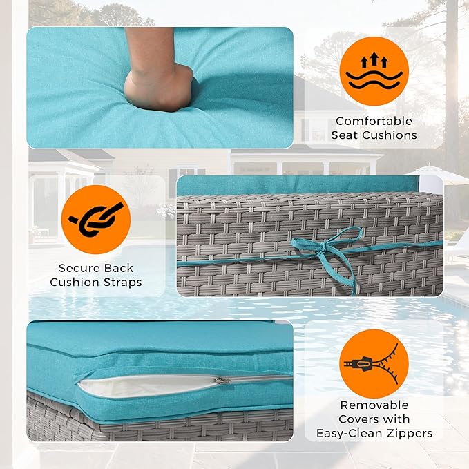 6-Seat Modern Outdoor Wicker Rattan Patio Furniture Set