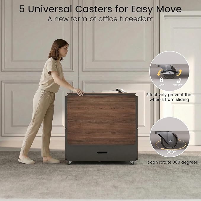 ModernMate 3-in-1 Folding Desk & File Cabinet, Fluted Multi-Storage Workspace