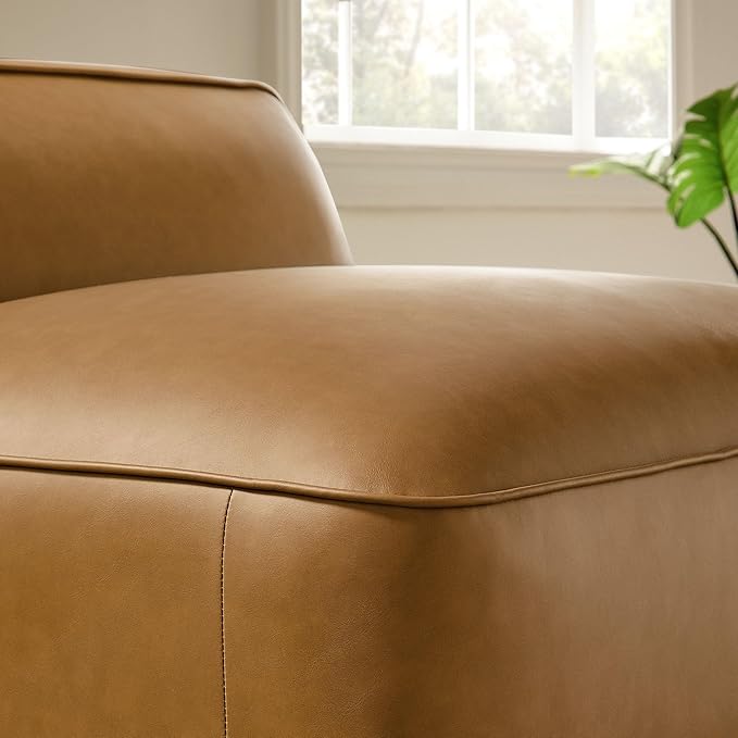 Modway Auren Vegan Leather Modular Armless Chair in Camel