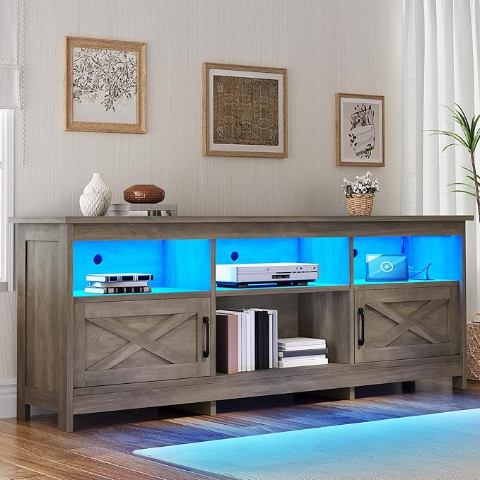 YITAHOME TV Stand for 80/75/70 Inch TVs, Farmhouse Entertainment Center