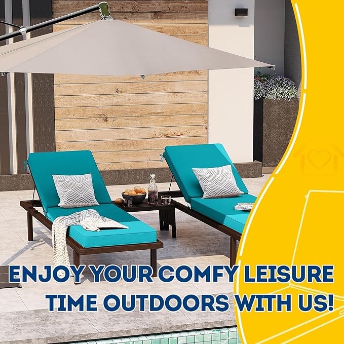 AAAAAcessories Outdoor Chaise Lounge Cushions, Fade-Resistant, Waterproof Patio
