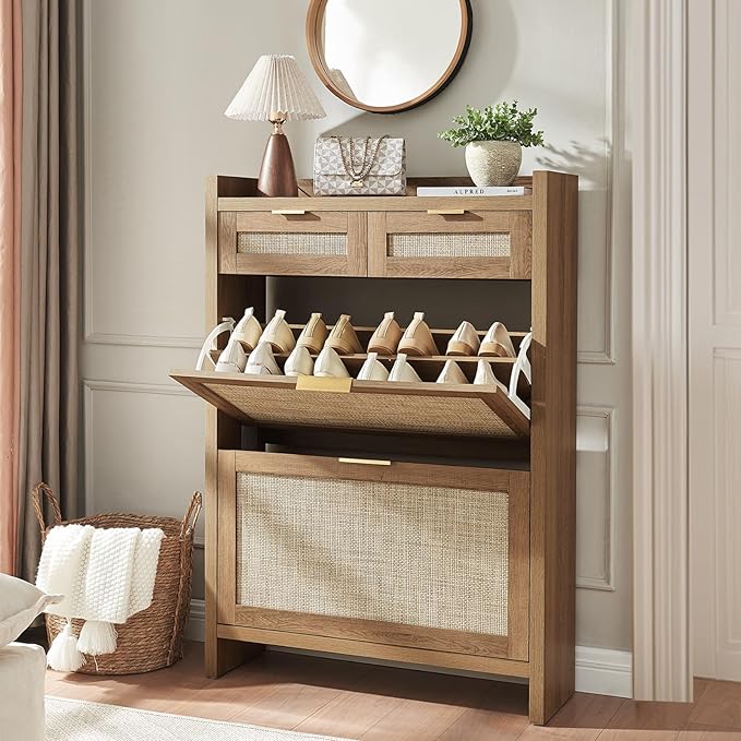 HOKYHOKY Rattan Shoe Storage Cabinet