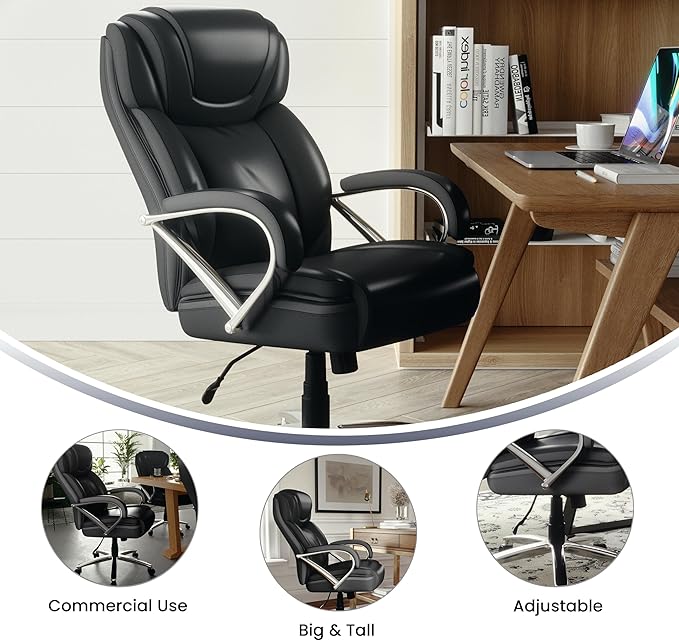 Flash Furniture HERCULES Series Big & Tall 500 lb. Rated Black LeatherSoft