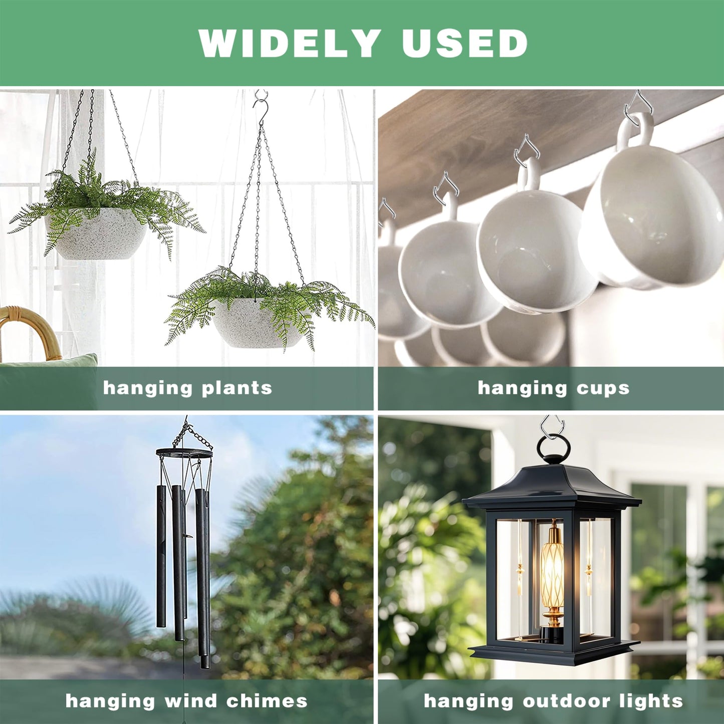 Ticway 35 PCS Q-Hanger Hooks for String Lights, Ceiling Hangers for Plants & Wind Chimes, Christmas Decorations Outdoor Hooks 304 Stainless Steel
