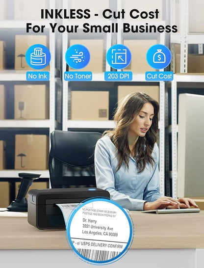 iDPRT Bluetooth Thermal Shipping Label Printer for Phone, 4x6, Supports Windows/Mac/iOS/Android, Ideal for Small Business and Shipping Packages