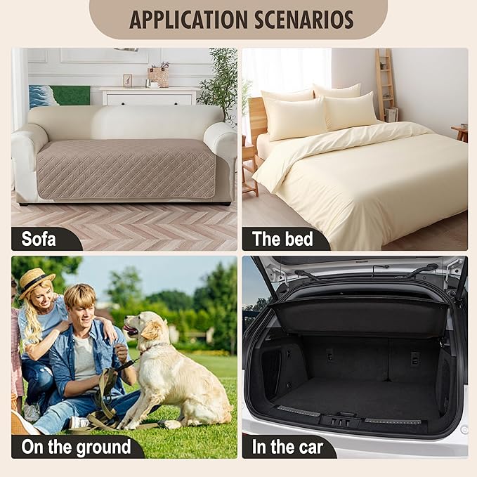 Genina Waterproof Couch Cover, Washable Anti-Slip 86.6 inch Sofa Covers