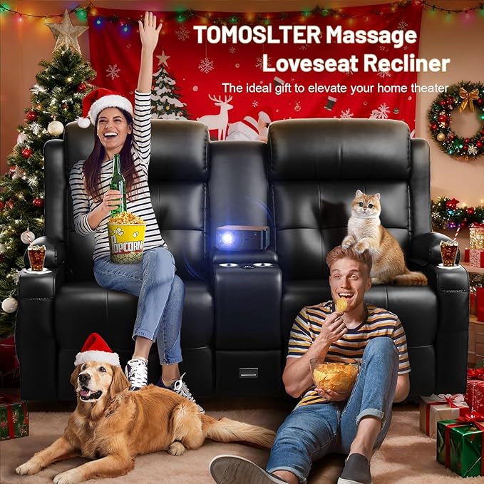 Loveseat Recliner Sofa, Home Theater Seating Massage Reclining Couch