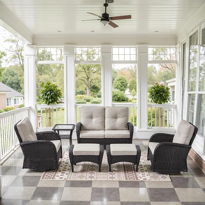 Belord 6 Pieces Wicker Patio Conversation Sets