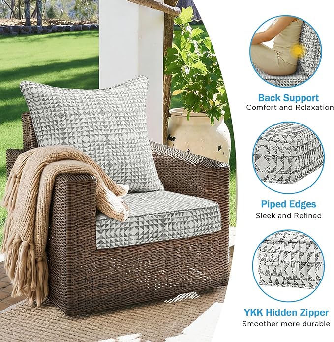 Sunbrella Outdoor Deep Seat & Back Cushion Set, 24 x 24 Inch Water Repellent