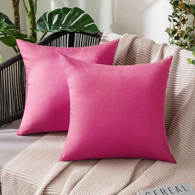 MIULEE Pack of 2 Decorative Outdoor Solid Waterproof Throw Pillow Covers Faux