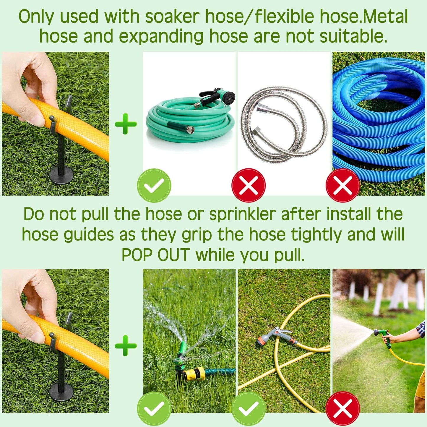Taiyin 10 Pcs 3/4'' Garden Hose Holder Brackets Garden Guide Holder Decorative Outdoor Guide Stakes Support Spike Plant Tool to Keep Off Lawn for Yard (Black)