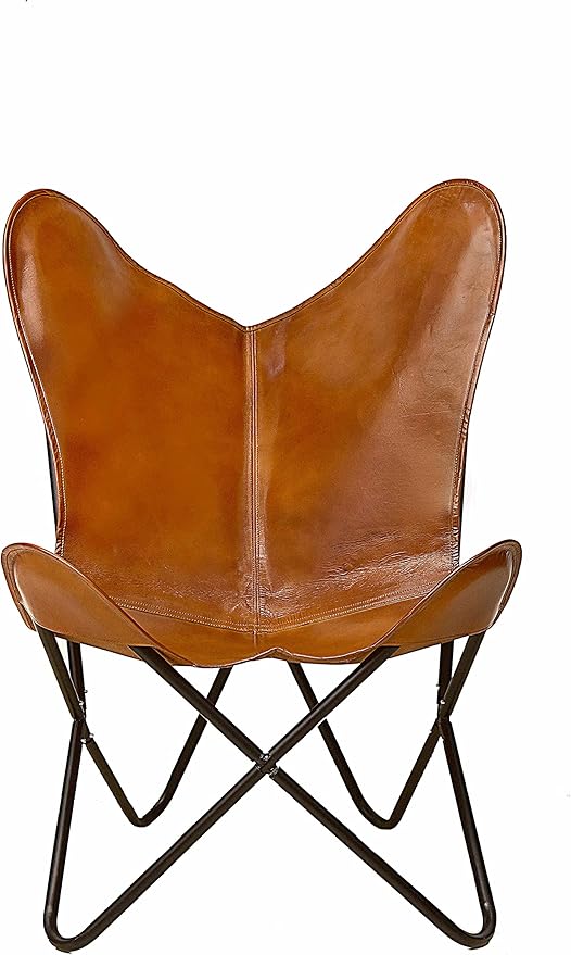 cuero Handmade Living Room Buffalo Leather Chair, Home-Decor, Butterfly Chair