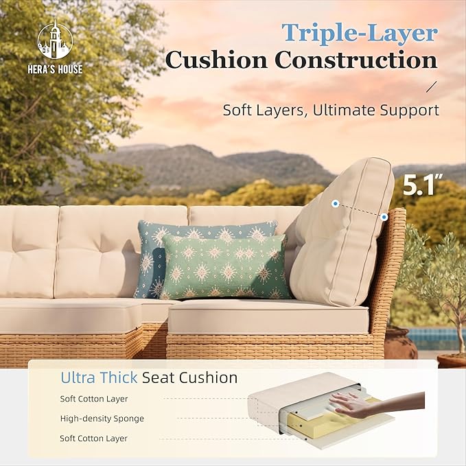 HERA'S HOUSE Patio Furniture Set, 8 Piece Wicker Outdoor Patio Conversation Set