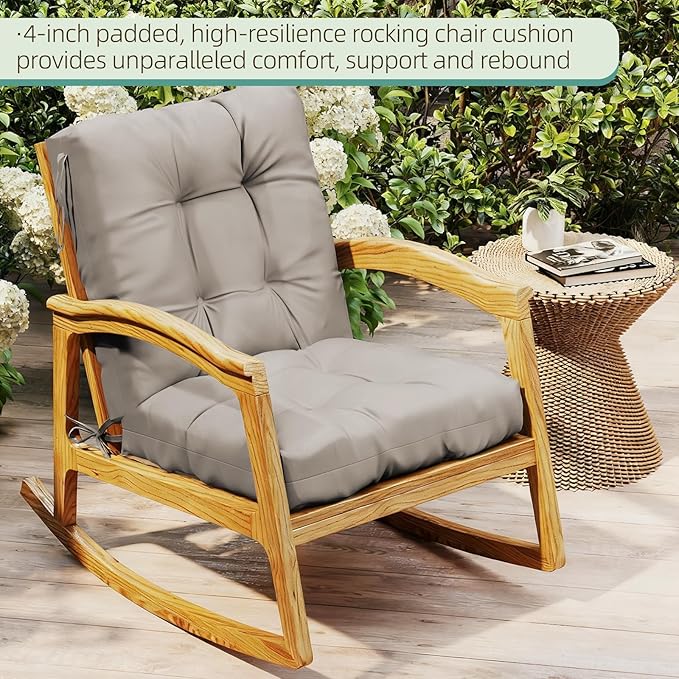 Outdoor Chair Cushions Set of 2, High Back Soft Seat Pad