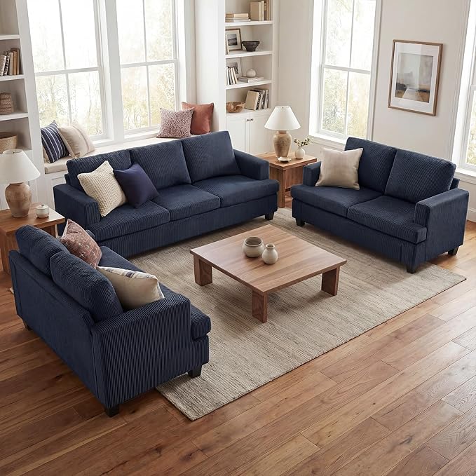 YOUDENOVA Sofa Couch, 3 Piece Set Comfy Sofa, 2 Loveseat & 3 Seater Sofa